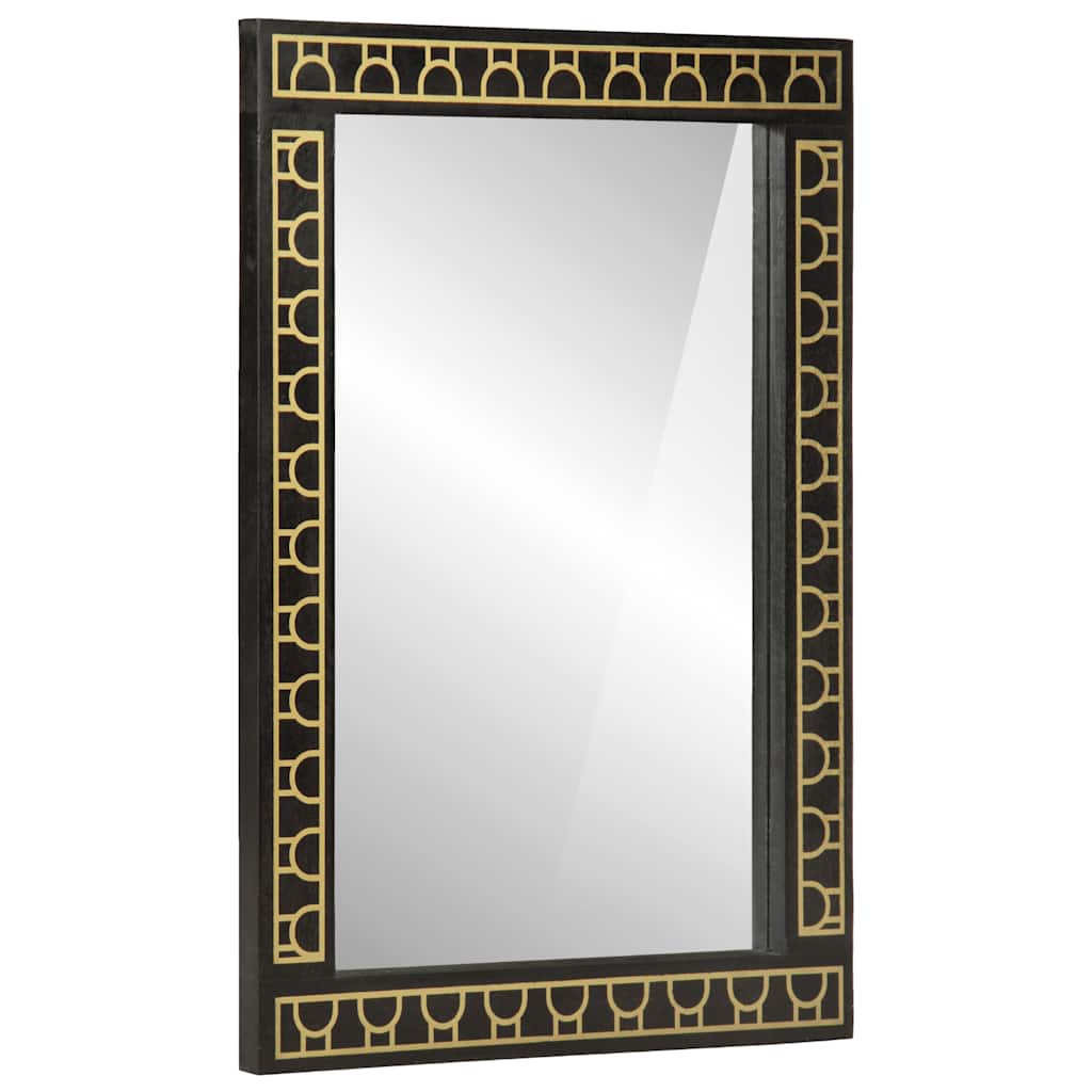 Bathroom Mirror 50x70x2.5 Cm Solid Mango Wood and Glass