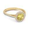 Lemon Quartz Halo Pave Engagement Ring - 925 Sterling Silver Gold Vermeil