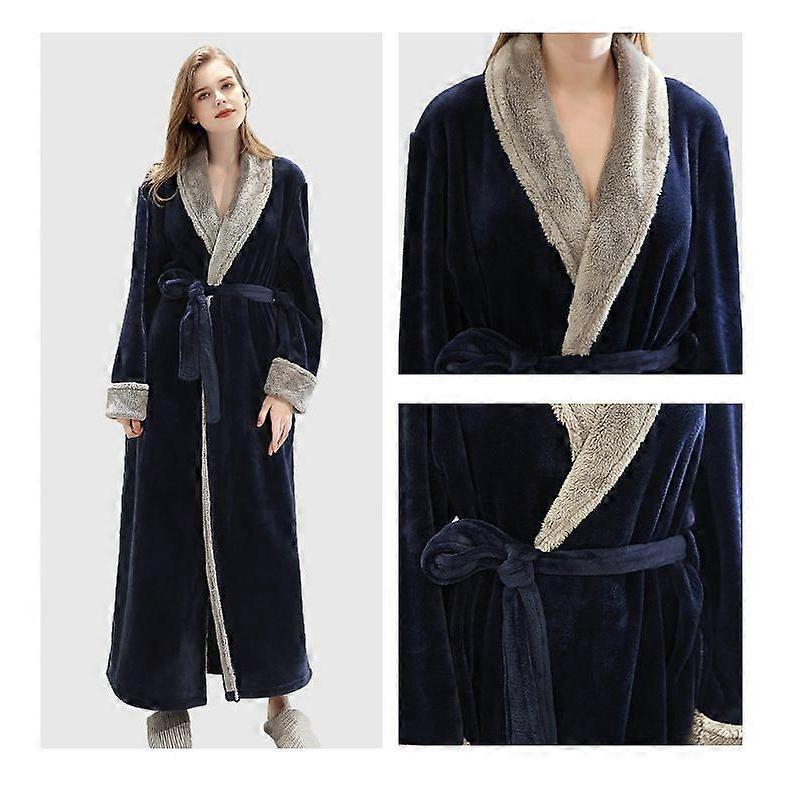 Dames Badjas Winter Warm Zacht Fleece Lange Badjassen