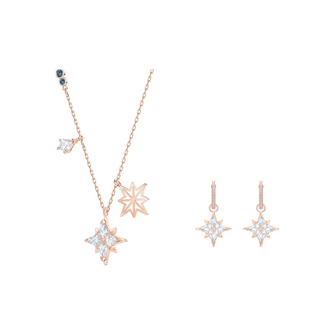 

Swarovski Symbolica Eight-Pointed Star Earring Set Necklace Women jewelry Gold 5494337+5494352 Box (Random Color)