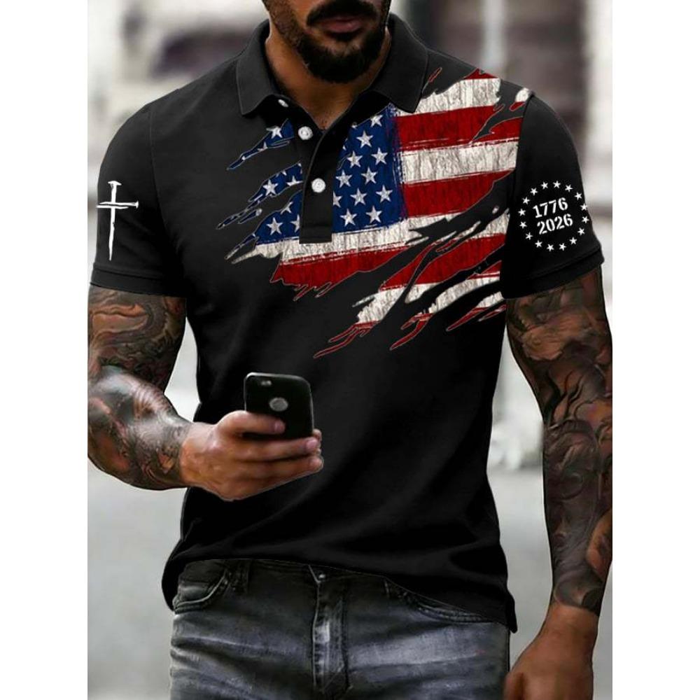 2026 Spring and Summer New Hot Selling Polo Shirt for Men with European and American Short Sleeves and Digital Printing