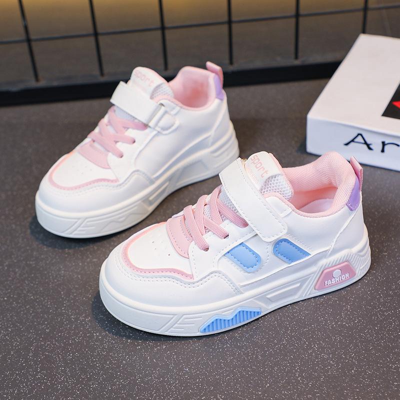 2025 autumn new children's leather shoes boys comfortable sports shoes girls color matching leather casual shoes tide