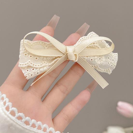 2 szt. Spinki do włosów dla dziewczynek Bezszkodliwe Zaokrąglone Klipsy z Miękką Koronką Wstążką Satynową Kok Dekoracja Narzędzie do Stylizacji Grzywki Akcesoria do Włosów