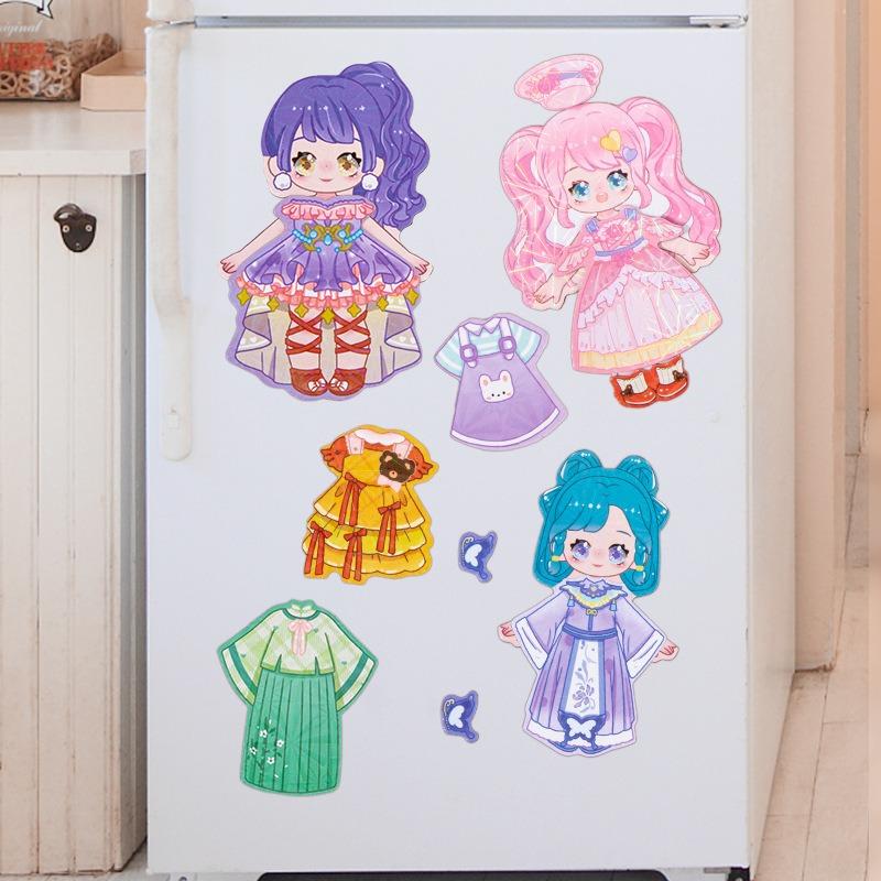 Cartoon Princess Reusable Magnetic Fridge Stickers Educational Puzzle Toy For Girls