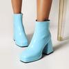2025 Newest Ladies Ankle Boots Zip Round Toe Platforms Candy Color Punk Chunky Heel Womens Platform Heels Women Boots Shoes Women