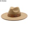 2022 Fedora Hat for Women Retro Wool Felt Jazz Hat 9.5CM Wide Brim Church Wedding Hat Street Fashion Black Dress Cap