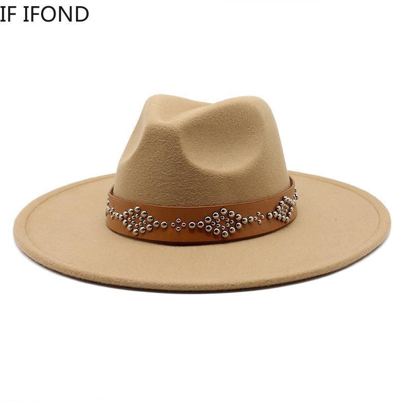 2022 Fedora Hat for Women Retro Wool Felt Jazz Hat 9.5CM Wide Brim Church Wedding Hat Street Fashion Black Dress Cap