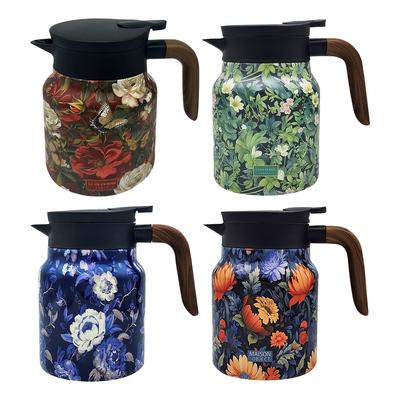 1000ml Floral Pattern Teapot Stainless Steel Mini Hot Coffee Pot Built-in Infuser Tea Separation Water Bottle for Kitchen