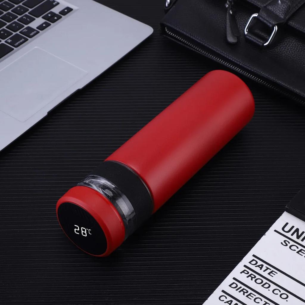 Yeni 450ml Akıllı Sıcaklık Vakumlu Termos Bardak Taşınabilir 304 Paslanmaz Çelik Çay Ayırmalı PP Bardak Sıcak Su Şişesi Cam Çay Bardağı