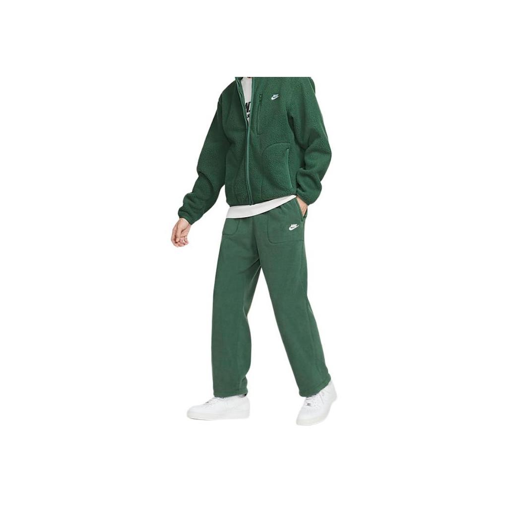 Nike Sportswear Club Fleece Solid Color Drawstring Warm Straight Leg Casual Pants Men bottoms Fir-Green White FZ0900-323