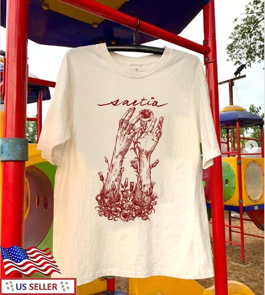 Saetia Band Hand Flower White Short Sleeve T Shirt  Unisex T-Shirt XXXXL