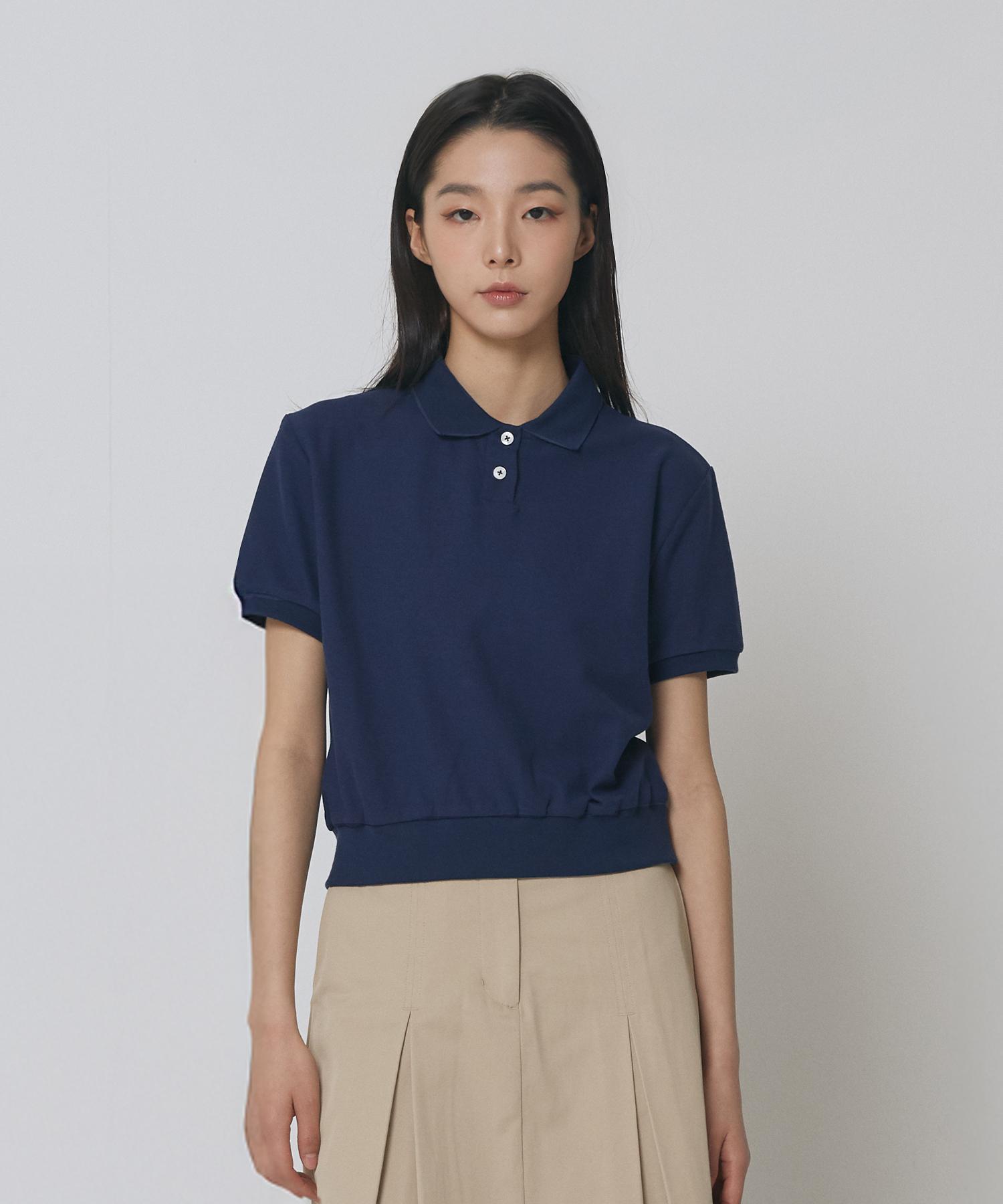 Pique Crop T-Shirt_Navy Navy/Os