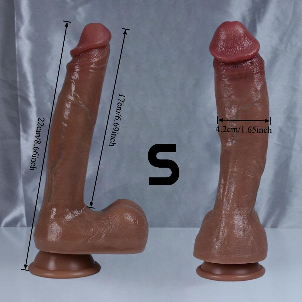 Realistic Liquid Silicone Dildo, Soft Skin Feel Penis Toy, 5 Sizes Available, Flexible Adult Toy for Beginners & Couples, Non-Electric Battery Free