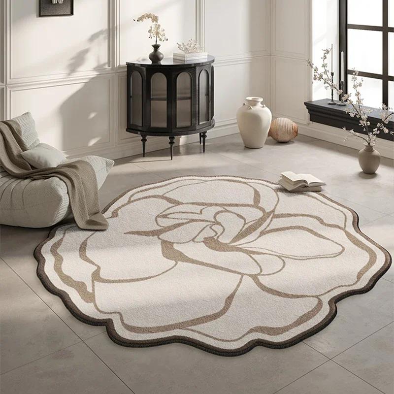 

Ковер для гостиной Цветочные ковры Коврик для стула Черный Белый Роскошный домашний декор Ковер Спальня Коврики у кровати Alfombra De Salón Diameter 80cm