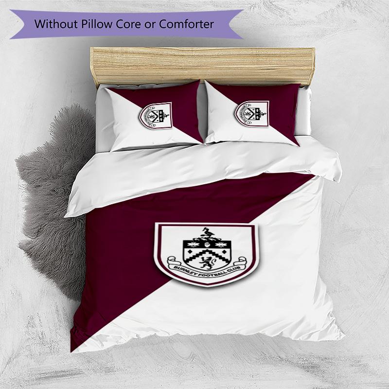 Set Lenzuola Stampato Burnley Football 3 Pezzi, Comodo Set Copripiumino per Camera da Letto Amico della Pelle