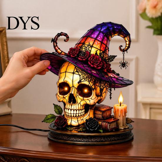 Indoor Outdoor Atmosphere Light Gothic Witch Hat Night Light, Warm Glow Acrylic Halloween Decorative Lamp, Vintage Creative Props Spooky Home