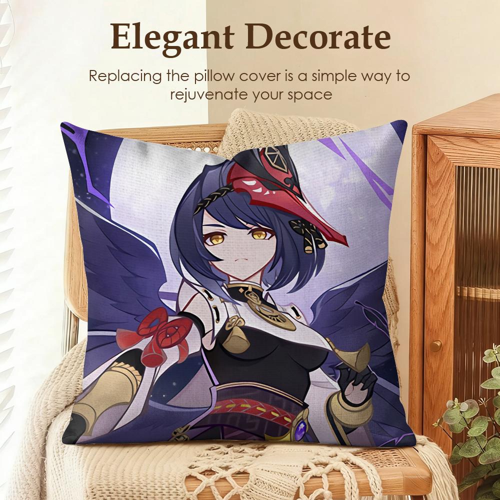 

Kujo Sara genshin impact Cushion Cover Natural Linen Organic Fabric DoubleSided Printing Sofa Home Decor Gift Pillow Case 30x30cm