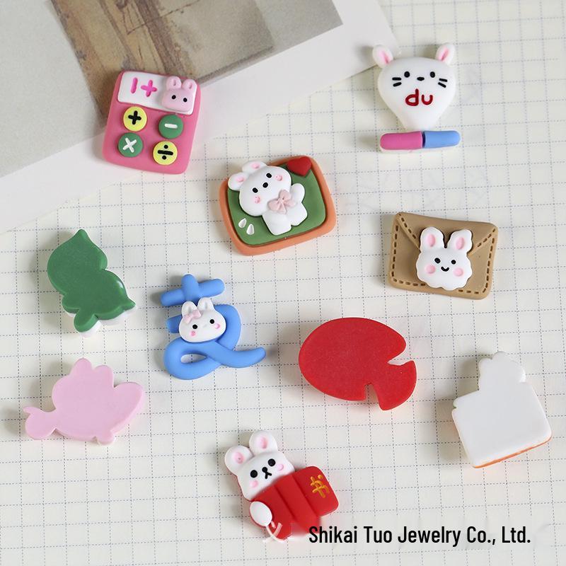 Cartoon Rabbit Resin Accessories: DIY Cream Glue, Hair Ties, Clips, Phone Case Materials.