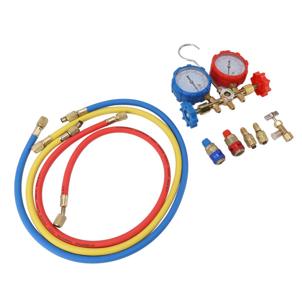 Air Conditioning Pressure Gauge R410 22 134A 3 Way AC Diagnostic Manifold Gauge Tube Set for Freon