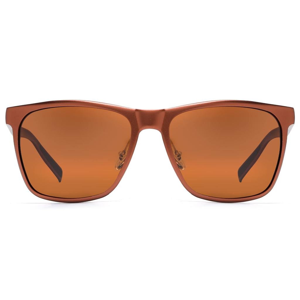 [DUCO] Men's Polarized Sunglasses for Driving and Fishing, UV400 Protection, Wellington Style, AL-MG Alloy 3029H (Brown)