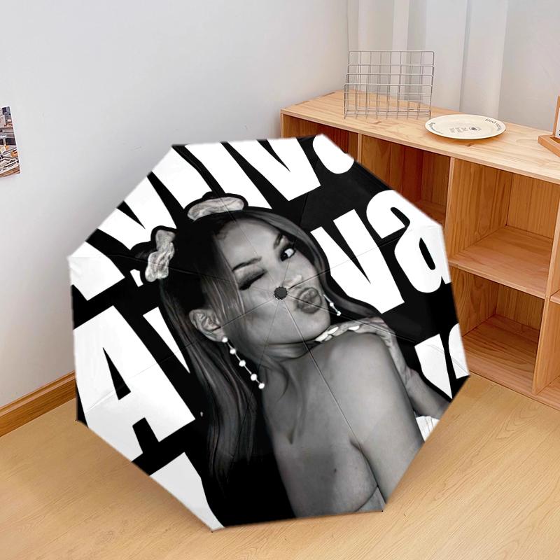 1 pz Ombrello con motivo Ayliva Ombrello portatile pieghevole Struttura a stecche in ferro Struttura a stecche Forato Ombrello da esterno per la casa