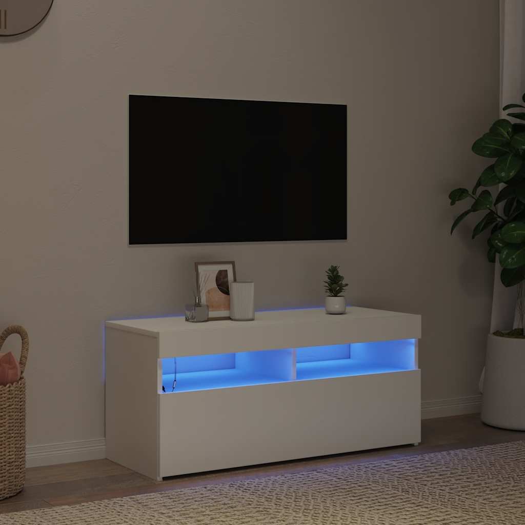 Moderne, Minimalistische TV-Schränke Mit LED-Lichtern, Wohnzimmer- Und Schlafzimmer-TV-Schränke, Stauraum-Sideboards, 90x35x40 Cm