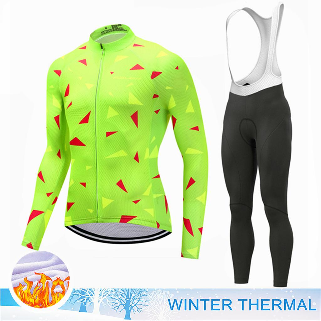 Winter Thermal Fleece Cycling Jersey Set Top MTB Bike Outdoor Men's Road Bicycle Clothing Long Sleeves Shirt Uniform