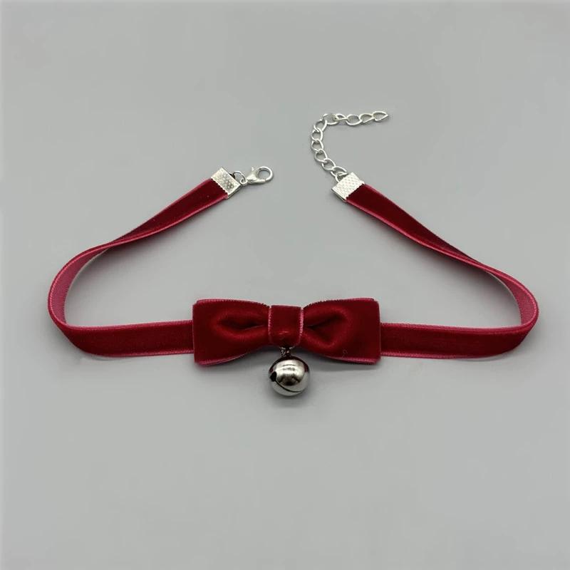 2025 Women's Sexy Velvet Bow Choker Bell Pendent Necklace Clavicle Chain Lady Elegent Cute Jewelry Accessory Girl Gifts