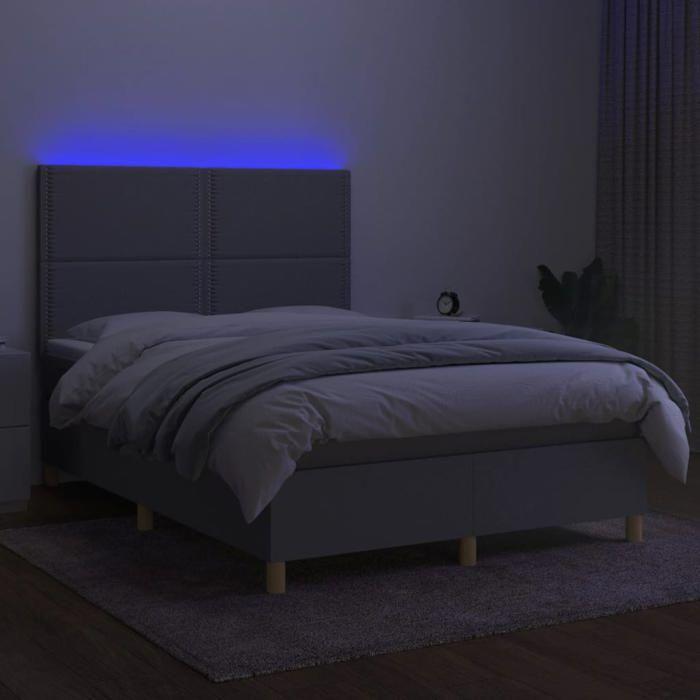 Maison Exclusive - Sommier à lattes de lit et matelas et LED Gris clair 140x190 cm