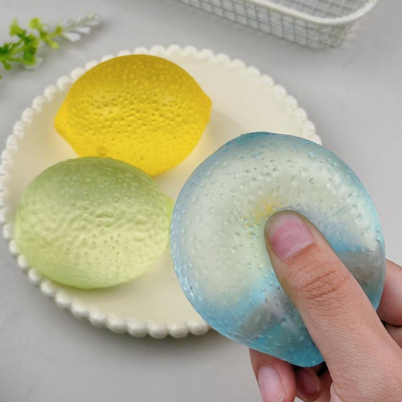 1Pcs Lemon Shaped Squeeze Stress Balls Soft Texture 3 Colors Perfect For Kids Adults Home Office Anxiety Relief