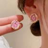 Retro Geometry Golden Color Frame Tulip Stud Earrings for Women Trendy Black Enamel Oil Flowers Earrings Fashion Jewelry Gift