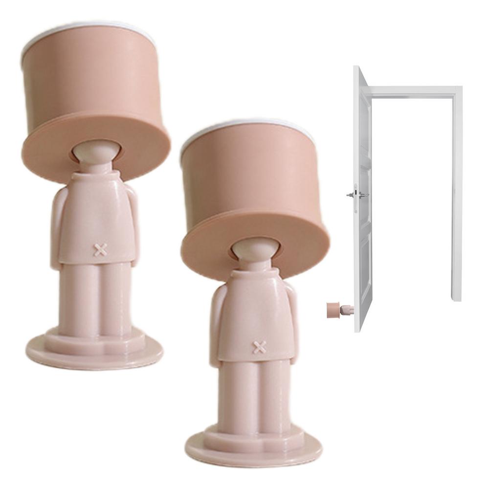 Door Stoppers For Wall Anti-collision Home Door Stopper 2X No Punch Anti-collision Silent Adhesive Blocker Secure Removable For розовый