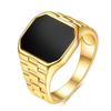 VQYSKO Men's Ring Punk Rock Smooth 316L Stainless Steel Signet Ring For Men Hip Hop Party Jewelry Male Wedding Anel