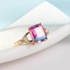 Gold-Plated Colorful Crystal Ring with Diamonds and Tourmaline Zircon Accents