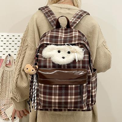 Cute Children's Backpack Anime Cartoon Plaid Primary School Bag Fashion Trend Fashion Backpack Fashion