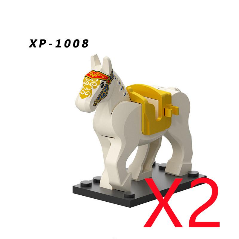MOC Stavební kostky Středověké Vojenské Figurky Vojáků Rytíř Válečný kůň Halyard Vlajka Zvíře Sedlo Držák Mini Kostka Hračka Dárek X025