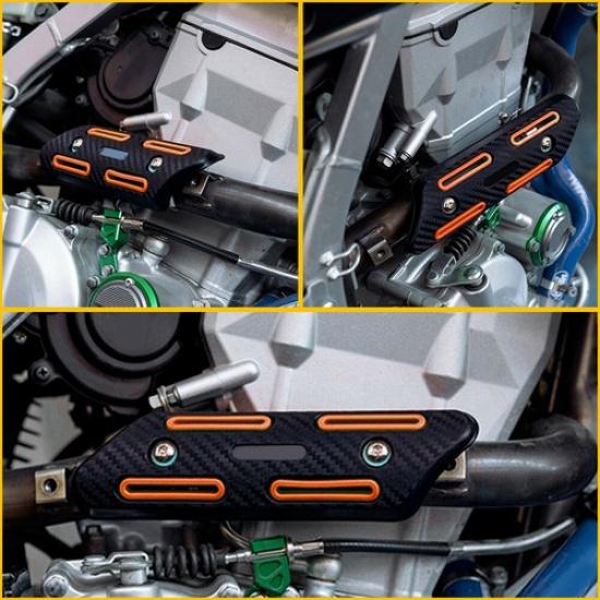 Exhaust Muffler Pipe Shield Guard Heat Cover Fit Universal Motorcycle Orange