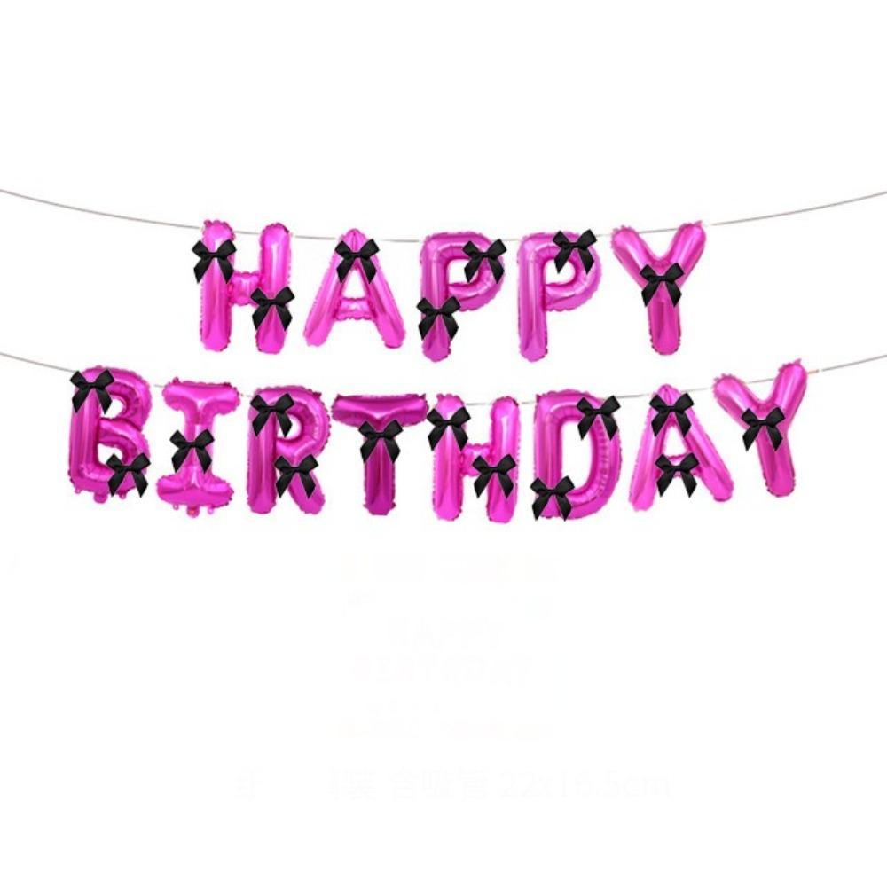 Balloon Set Happy Birthday Balloons Bow Ribbon Happy Birthday Letter Aluminum Foil Balloons Party