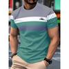 3D-Printed Color-Striped Men's T-Shirt Ship Anchor Pattern Short-Sleeve T-Shirt Harajuku Street Style Round-Neck T-Shirt Apparel
