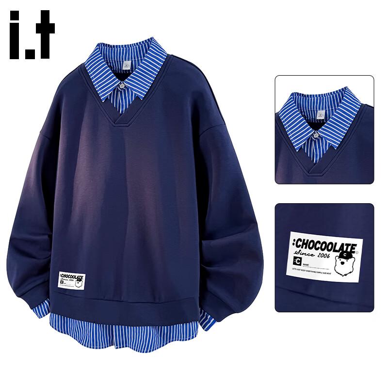 Men's :CHOCOOLATEit Faux Layered Collar Pullover Sweatshirt