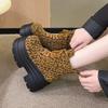 Mode 10CM Hohe Plateau Damen Stiefeletten Leopard Absatz Motorradstiefel Klobige Schnür-Sneakers Trend Winter Goth Kurze Damenstiefel