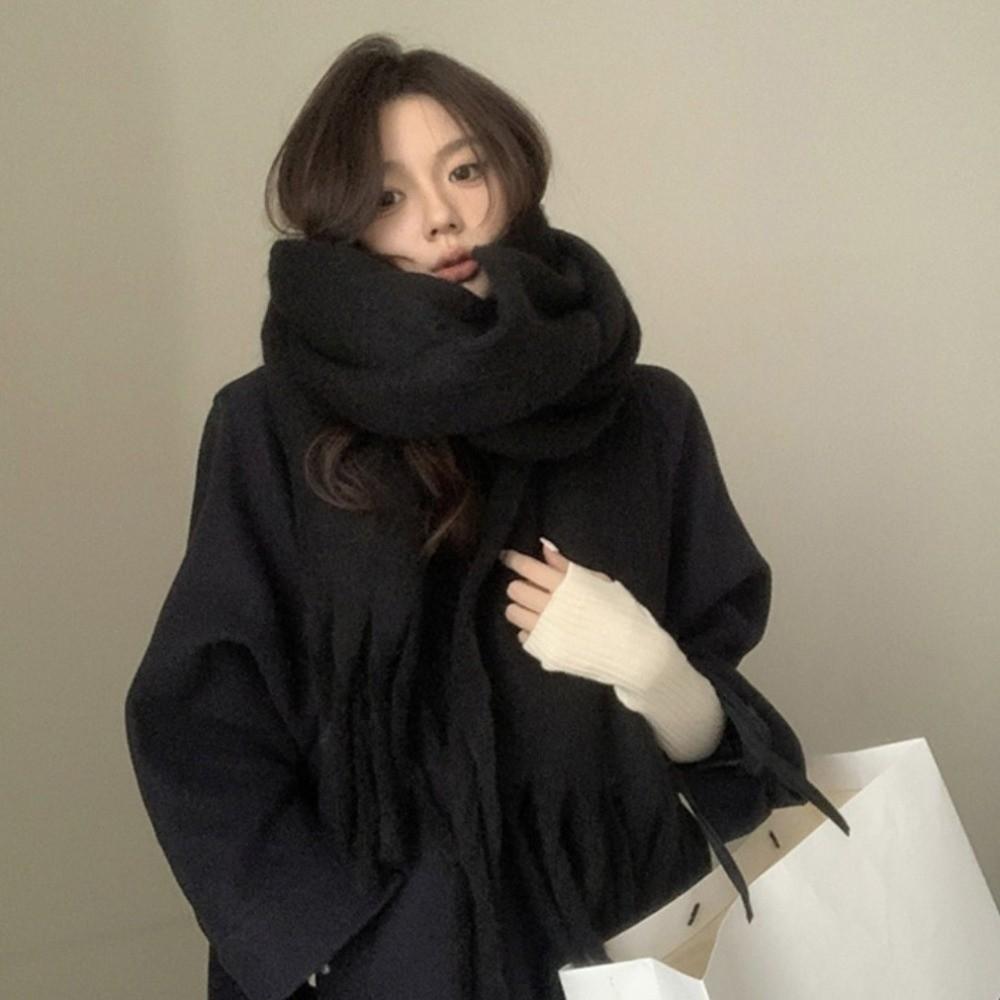 Mohair Winter Cashmere Scarves Tassel Long Shawl Simple Wool Scarf  Autumn Winter