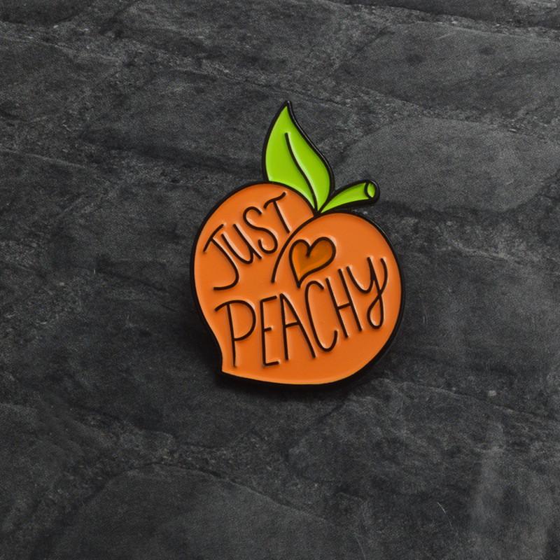 Cute Whimsical Peach Enamel Brooch Alloy Pin For Unique Personal Style And Decor