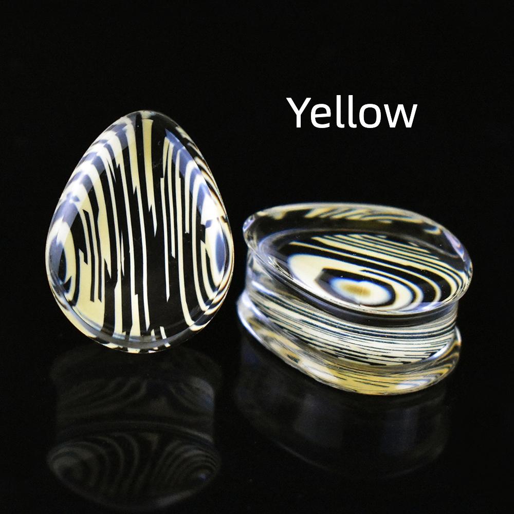 

8-50 мм 1 пара полосатых тоннелей и плагов для ушей, пирсинг ушей, расширитель, тоннели для растяжки, украшения для тела 8mm жёлтый