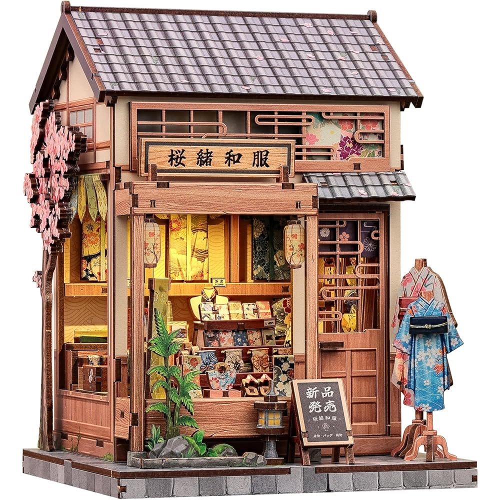 CuteBee Book Nook Kit Miniature Dollhouse Wooden Puzzle with LED Light 3D Bookend for Beginners and Students