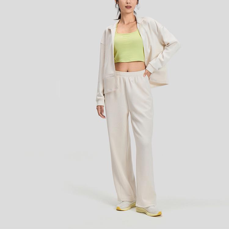 SAUCONY Solid Color High Waist Straight Leg Casual Pants Women Bottoms Milk-Cloud SC1230014DY-GE75