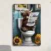 Metall Wandkunst Vintage Hochlandrind 8x12 Zoll Wasserdicht Wetterfest Eisen Dekoration für Haus Bar Café Man Cave
