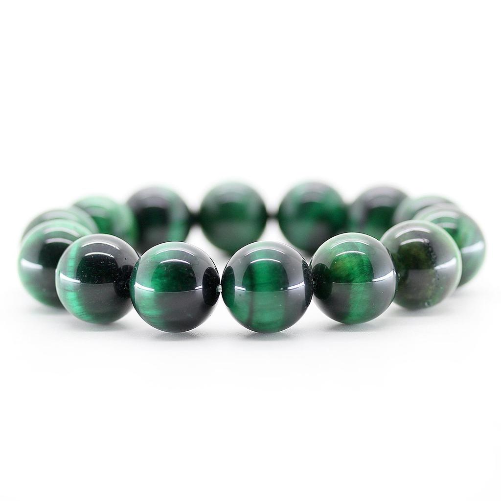[Ishiki] Green Tiger Eye 16mm Prayer Beads Bracelet, Natural Stone, Power Stone, Good Luck with Money, Career, and Wealth [b315]
