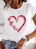 Women Summer Clothing Women's T-Shirt Featuring A Love Heart and Butterfly Design Printed Casual Crew Neck Short Sleeves