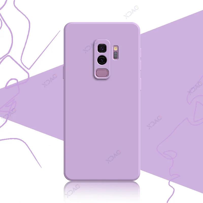 Luxus Quadratische Flüssigsilikon Hülle für Samsung Galaxy S9 Plus SamsungS9Plus 360 Weiche Handyhülle Wasserdicht Coque